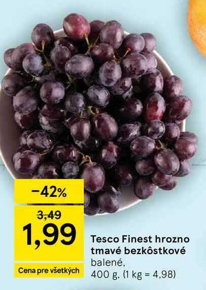 Tesco Finest hrozno tmavé bezkôstkové balené, 400 g