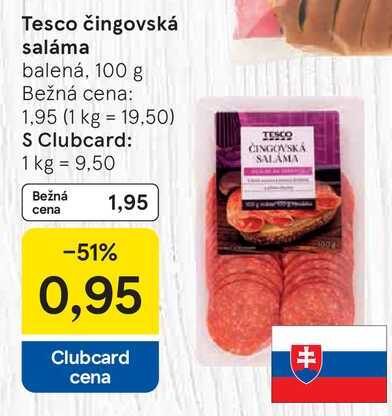 Tesco čingovská saláma balená, 100 g