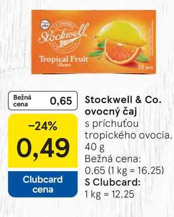 Stockwell & Co. cena ovocný čaj s príchuťou tropického ovocia, 40g v akcii