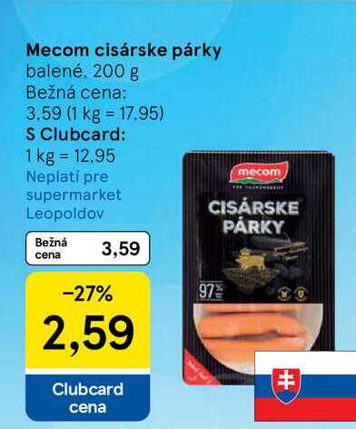 Mecom cisárske párky balené, 200 g