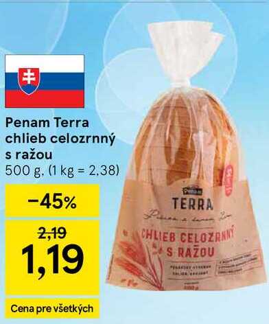 Penam Terra chlieb celozrnný s ražou 500 g