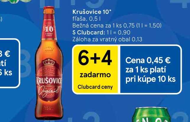 Krušovice 10° fľaša, 0,5l