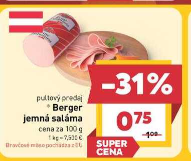 Berger jemná saláma cena za 100 g