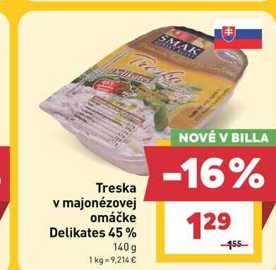 Treska v majonézovej omáčke Delikates 140g