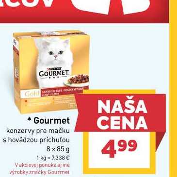 Gourmet konzervy pre mačku s hovädzou príchuťou 8x85g