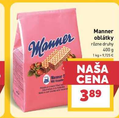 Manner oblátky rôzne druhy 400 g
