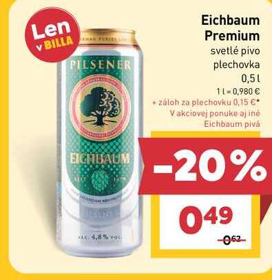 Eichbaum Premium svetlé pivo plechovka 0,5l