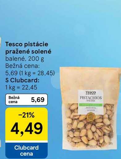 Tesco pistácie pražené solené balené 200 g