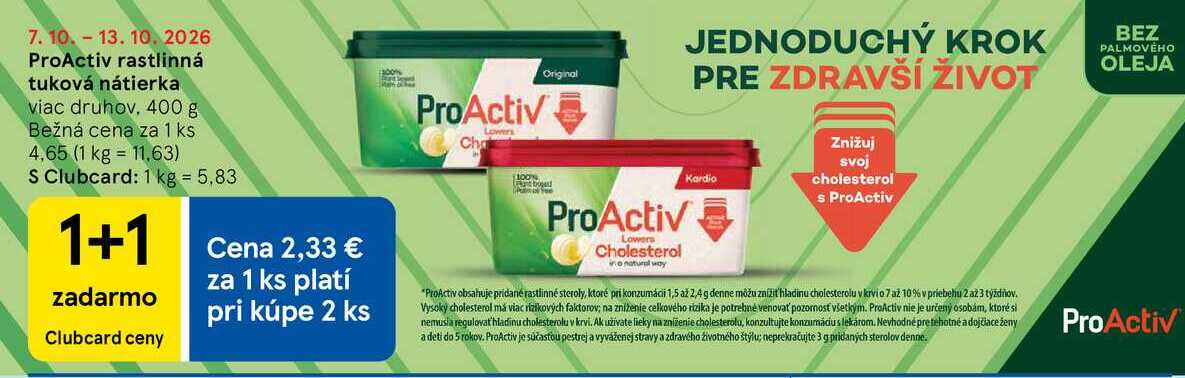 ProActiv rastlinná tuková nátierka viac druhov, 400 g 