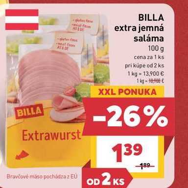 BILLA extra jemná saláma 100 g