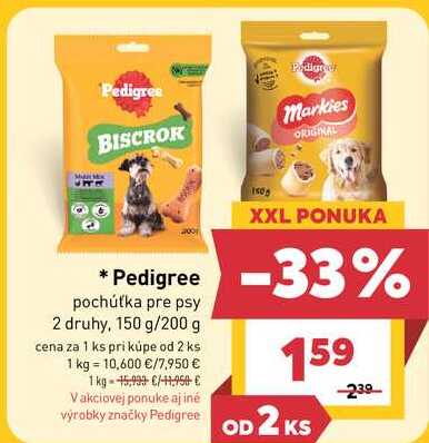 Pedigree pochúťka pre psy 2 druhy, 150 g/200 g