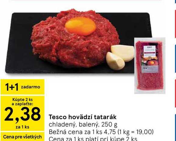 Tesco hovädzí tatarák chladený, balený, 250 g 