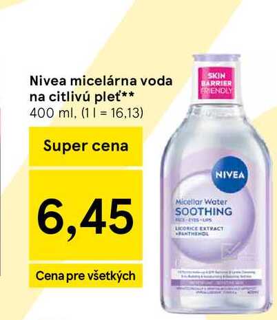 Nivea micelárna voda na citlivú pleť 400 ml