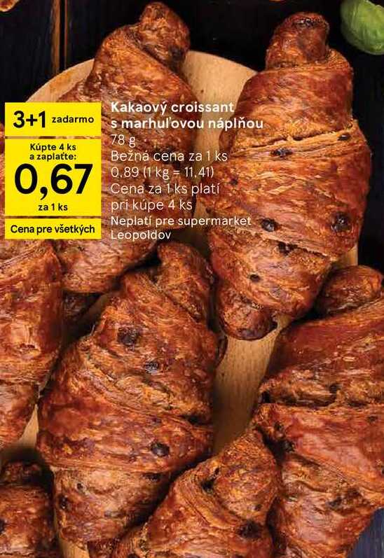 Kakaový croissant s marhuľovou náplňou 78 g 