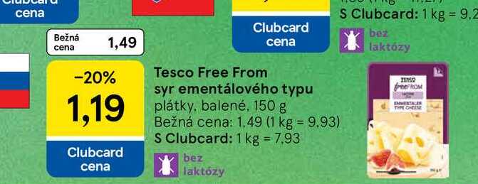 Tesco Free From syr ementálového typu plátky, balené, 150 g