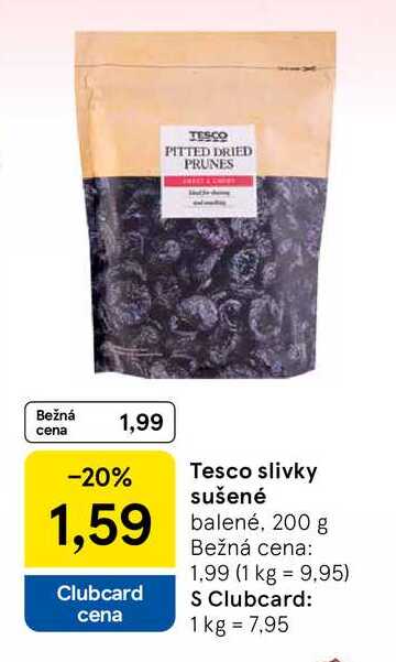 Tesco slivky sušené balené, 200 g