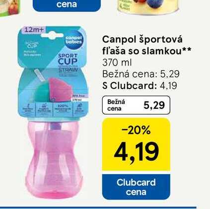 Canpol športová fľaša so slamkou 370 ml