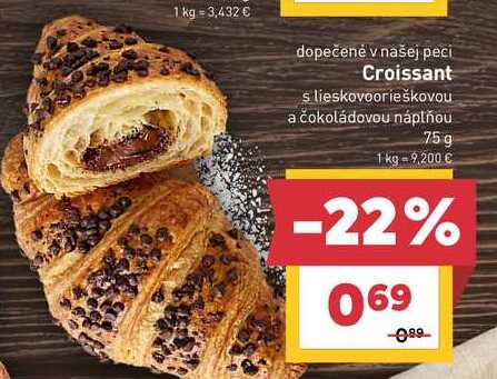 Croissant s lieskovoorieškovou a čokoládovou náplňou 75g 