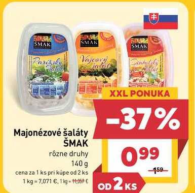 ŠMAK Majonézové šaláty rôzne druhy 140g