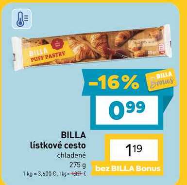 BILLA lístkové cesto chladené 275 g