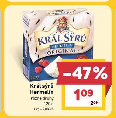 Král sýrů Hermelín rôzne druhy 120 g