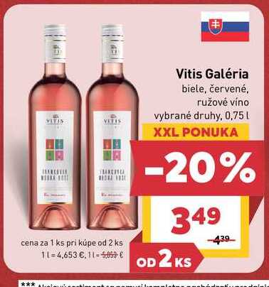 Vitis Galéria biele, červené, ružové víno vybrané druhy, 0,75l