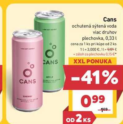 Cans ochutená sýtená voda viac druhov plechovka, 0,33l