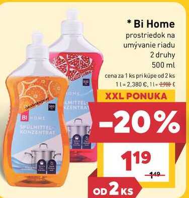Bi Home prostriedok na umývanie riadu 2 druhy 500 ml