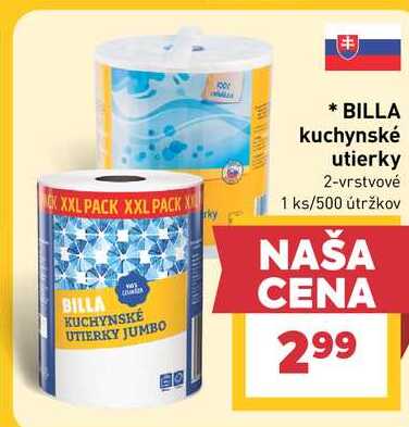 BILLA kuchynské utierky 2-vrstvové 1 ks/500 útržkov