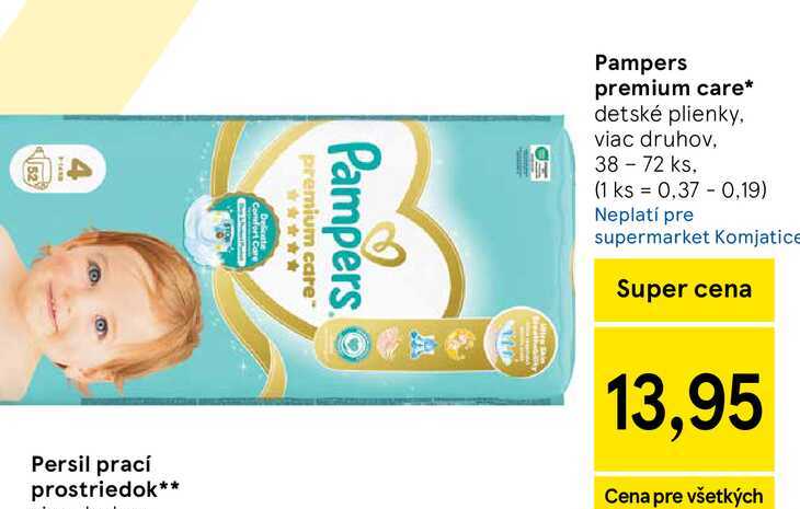Pampers premium care detské plienky viac druhov, 38 - 72 ks