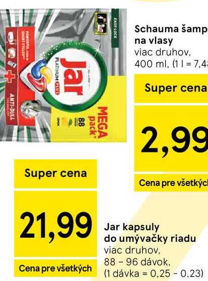 Jar kapsuly do umývačky riadu viac druhov, 88 - 96 dávok