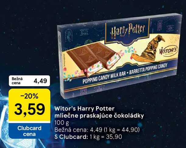 Witor's Harry Potter mliečne praskajúce čokoládky 100 g