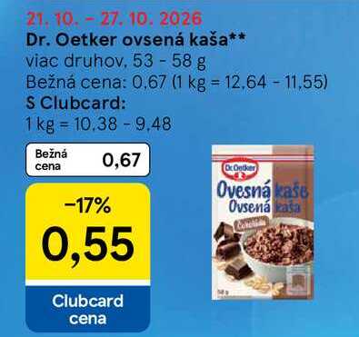 Dr. Oetker ovsená kaša viac druhov, 53 - 58 g