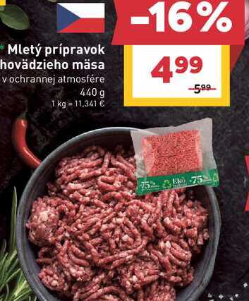 Mletý prípravok hovädzieho mäsa v ochrannej atmosfére 440 g
