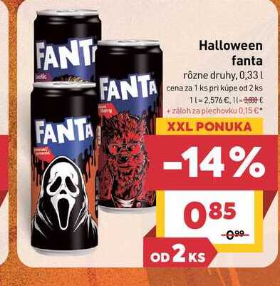 Halloween fanta rôzne druhy, 0,33 l