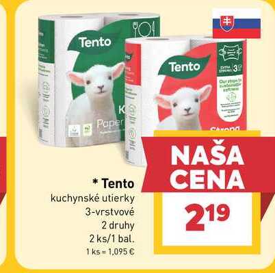 Tento kuchynské utierky 3-vrstvové 2 druhy 2 ks/1 bal. 