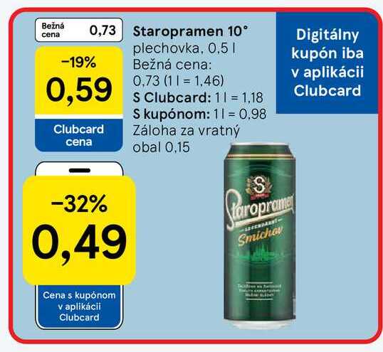 Staropramen 10° plechovka, 0.5l