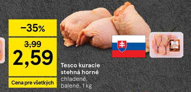 Tesco kuracie stehná horné chladené balené, 1 kg