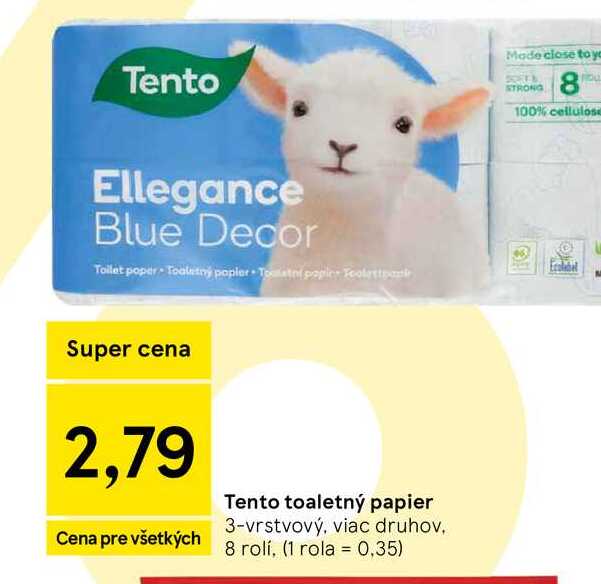 Tento toaletný papier 3-vrstvový, 8 rolí