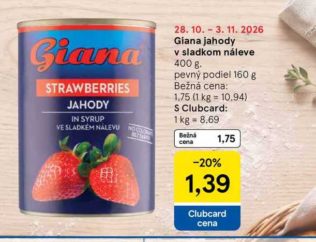 Giana jahody v sladkom náleve 400 g