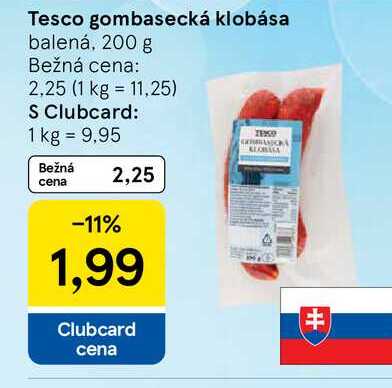 Tesco gombasecká klobása balená, 200 g