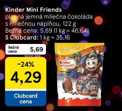 Kinder Mini Friends plnená jemná mliečna čokoláda s mliečnou náplňou 122 g
