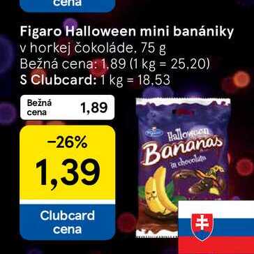 Figaro Halloween mini banániky v horkej čokoláde, 75 g