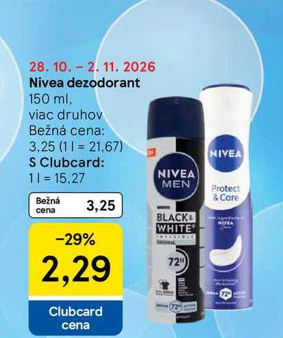 Nivea dezodorant 150 ml, viac druhov