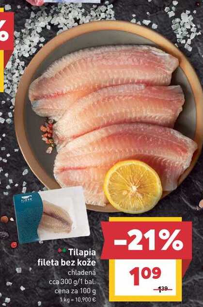 Tilapia fileta bez kože chladená cca 300 g/1 bal. 