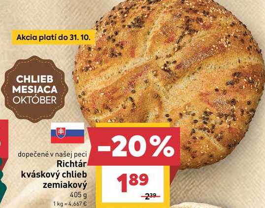 Richtár kváskový chlieb zemiakový 405 g
