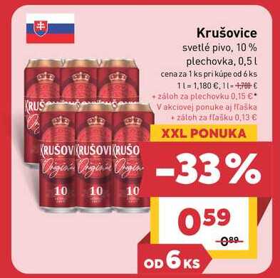 Krušovice svetlé pivo, 10% plechovka, 0,5l
