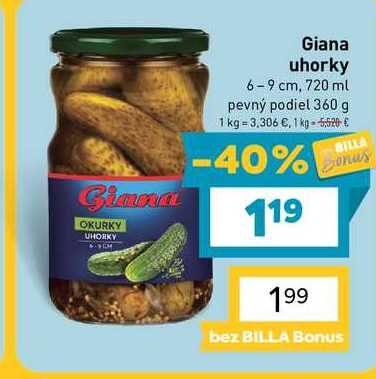 Giana uhorky 6-9 cm, 720 ml 