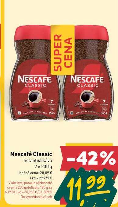 Nescafé Classic instantná káva 2 x 200 g