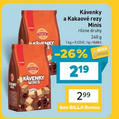Kakaové rezy Minis rôzne druhy 240 g
